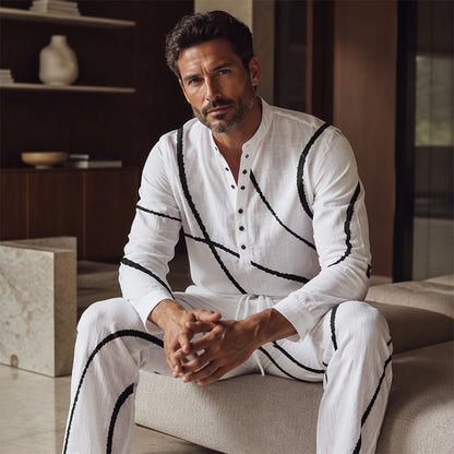 Men's Artistic Print Breathable 2-Piece Set