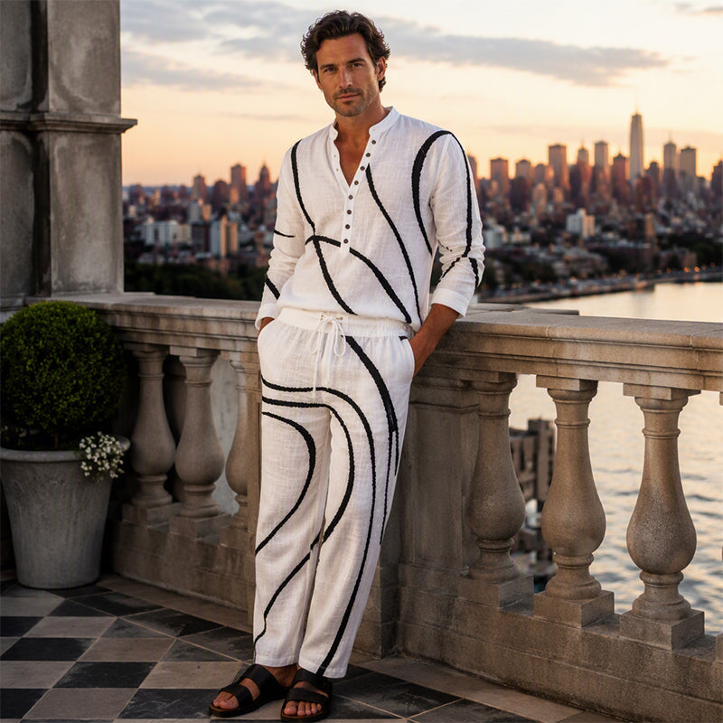 Men's Artistic Print Breathable 2-Piece Set