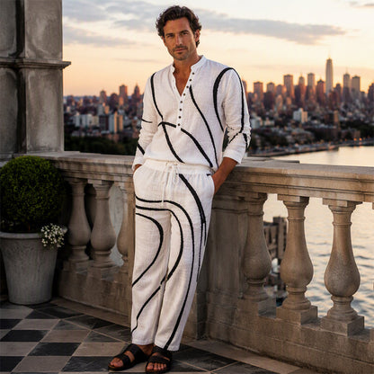 Men's Artistic Print Breathable 2-Piece Set