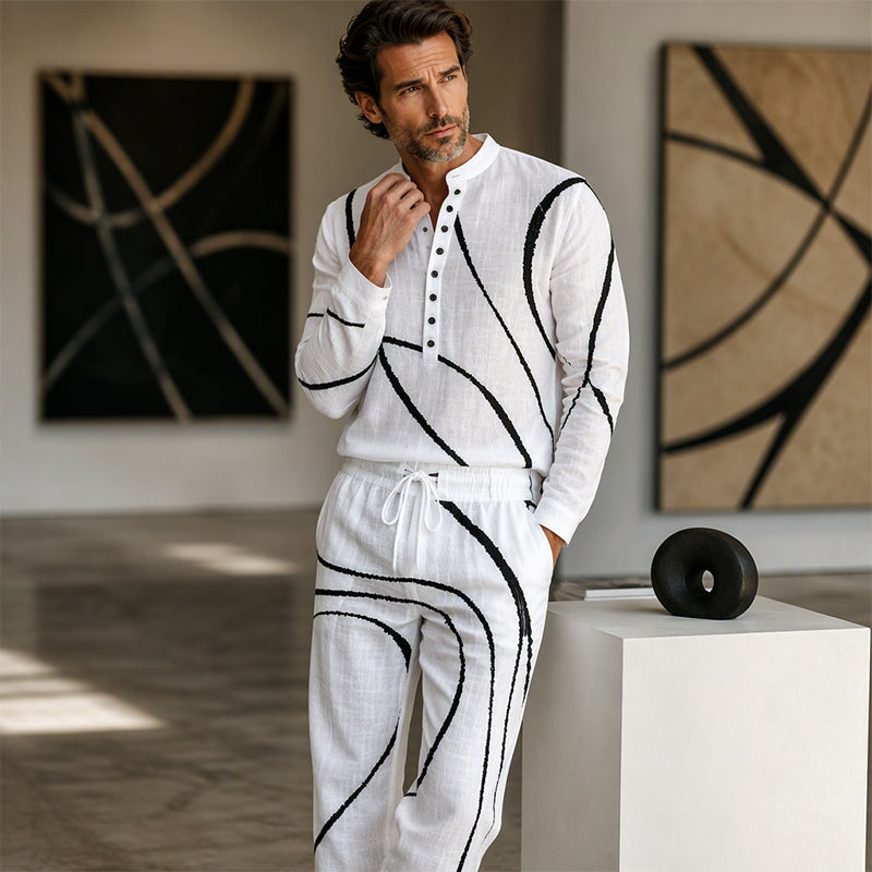 Men's Artistic Print Breathable 2-Piece Set