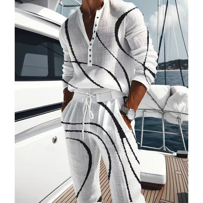 Men's Artistic Print Breathable 2-Piece Set