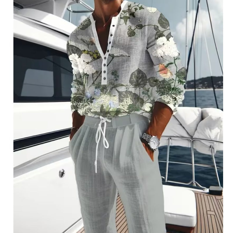 Men's Artistic Print Breathable 2-Piece Set