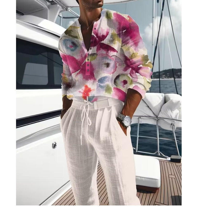Men's Artistic Print Breathable 2-Piece Set