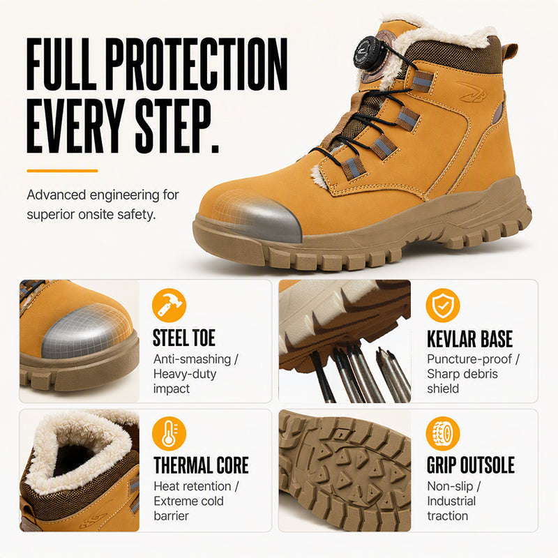Men's Winter Anti-Smash Steel Toe Warm Shoes