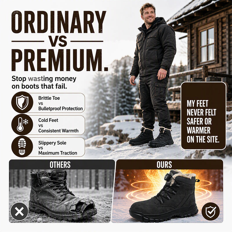 Men's Winter Anti-Smash Steel Toe Warm Shoes