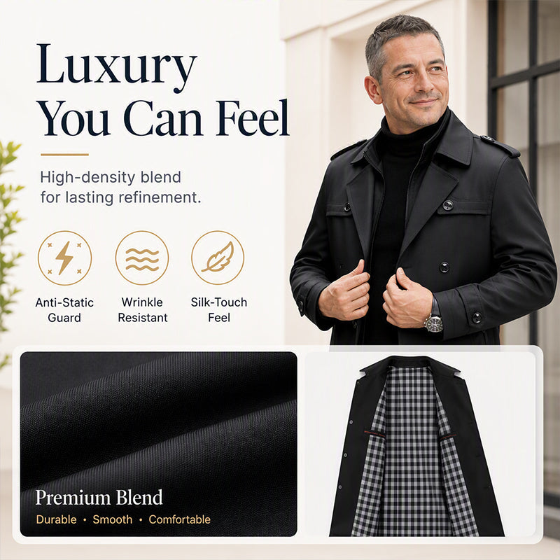 Men's Trench Coat with Detachable Lining