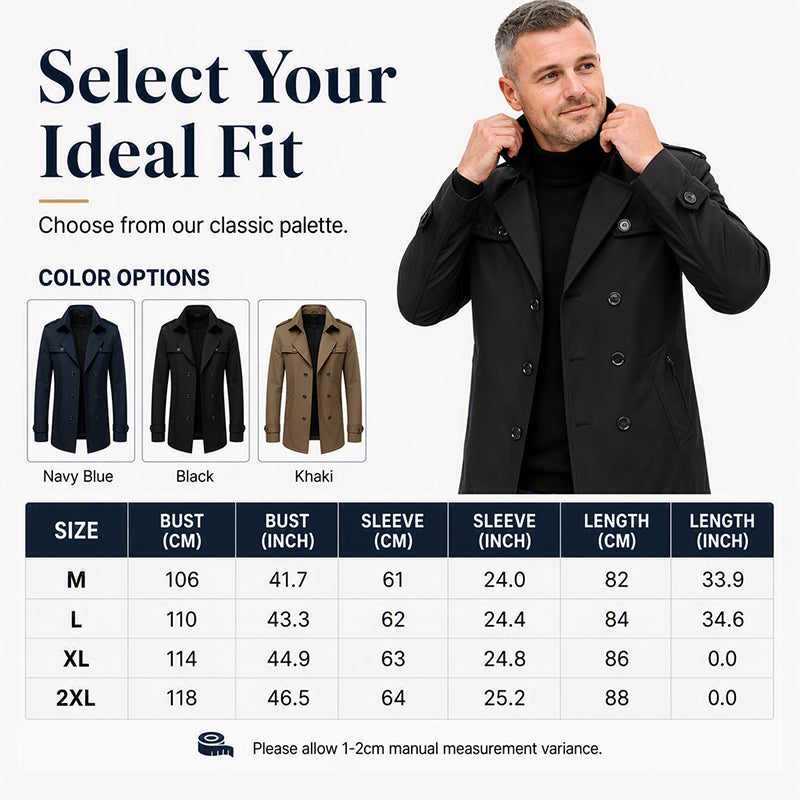 Men's Trench Coat with Detachable Lining