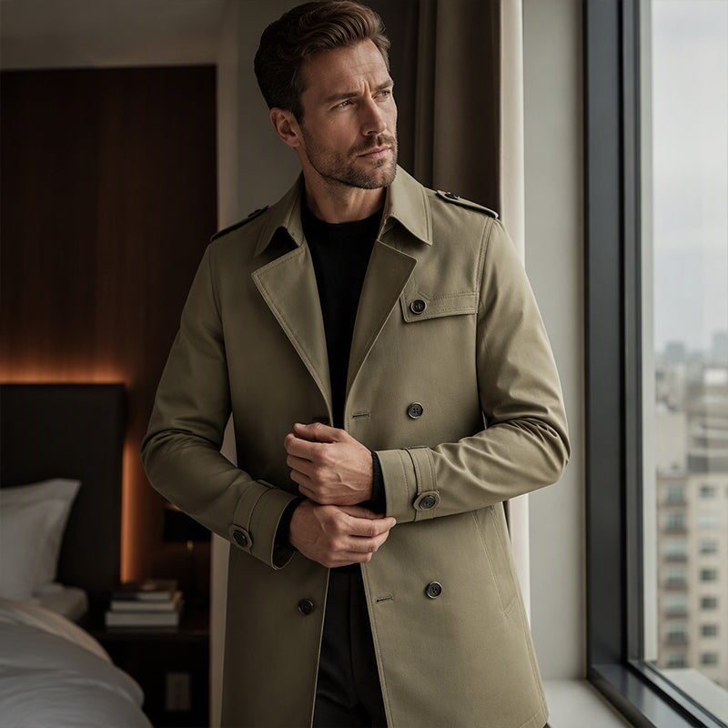 Men's Trench Coat with Detachable Lining