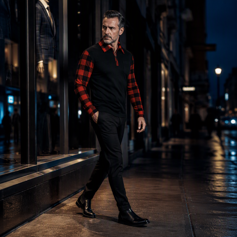 Men's Casual Long Sleeve Half-Zip Shirt