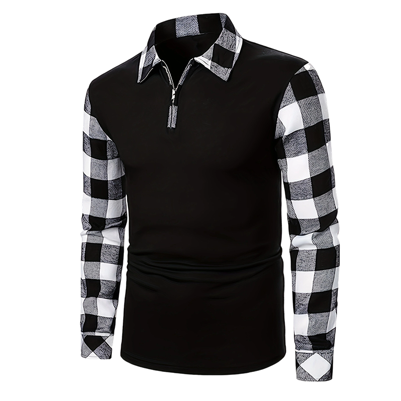 Men's Casual Long Sleeve Half-Zip Shirt
