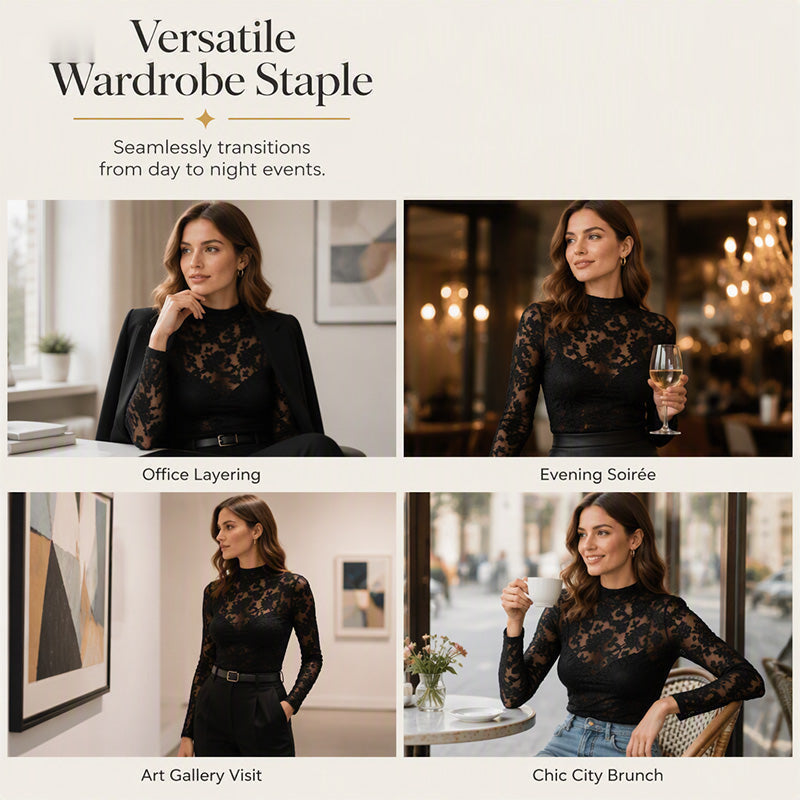 Women's Elegant Long-Sleeve Lace Shirt