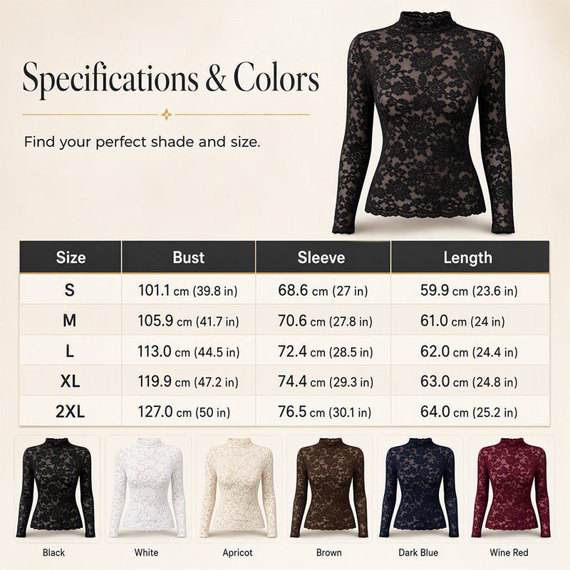 Women's Elegant Long-Sleeve Lace Shirt