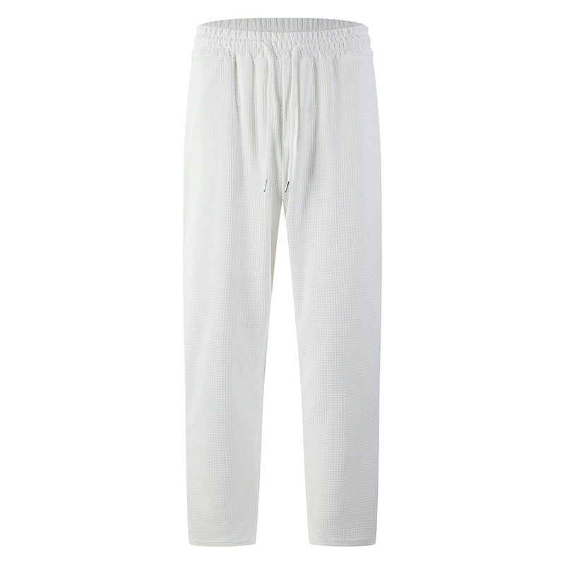 👖 Pull On & Go | Men's Waffle-Knit Drawstring Straight-Leg Pants