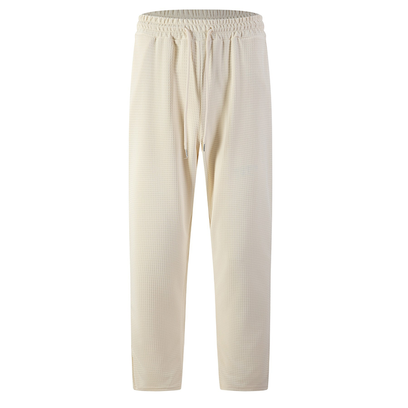 👖 Pull On & Go | Men's Waffle-Knit Drawstring Straight-Leg Pants