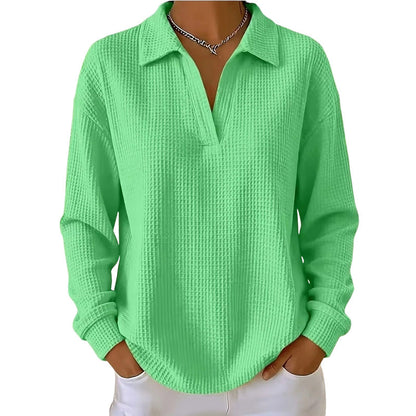 Women's Knit V-Neck Long Sleeve Top