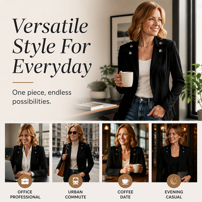 🍂✨ Women's Chic Lapel Slim Fit Jacket – Chic, Flattering & Effortlessly Elegant