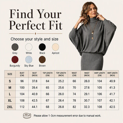 Women's Batwing Sleeve Top & Maxi Skirt Set