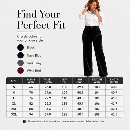 ✨ Elevated Comfort | Women's High-Waisted Velvet Wide-Leg Pants