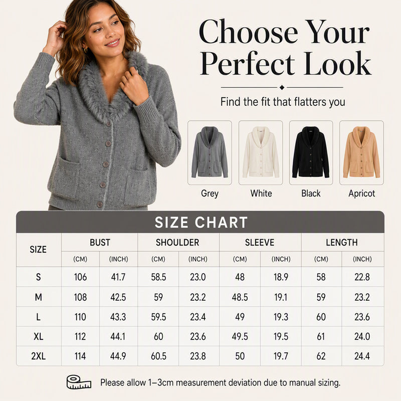 Women's Furry Collar Knit Cardigan