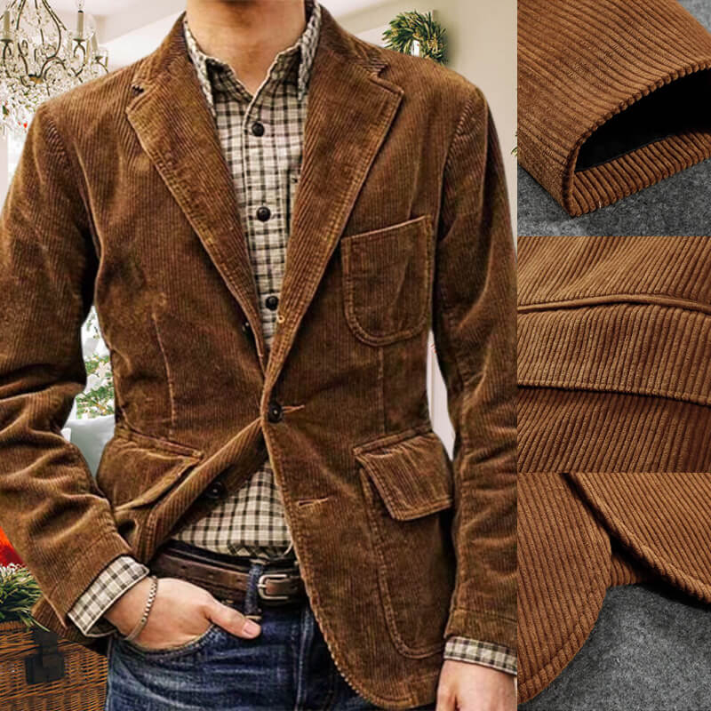 Men's Winter Fleece Corduroy Blazer