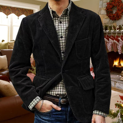 Men's Winter Fleece Corduroy Blazer