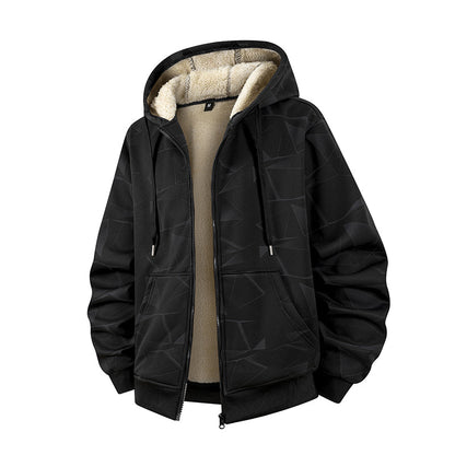 Men’s Winter Fleece Lined Zip Up Hoodie Jacket