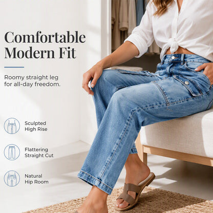 Women's High-Waisted Stretch Straight Leg Jeans