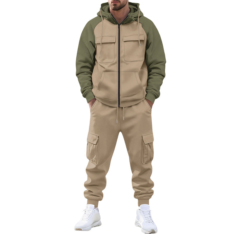 Men's Color-Block Hoodie & Jogger Pants Set