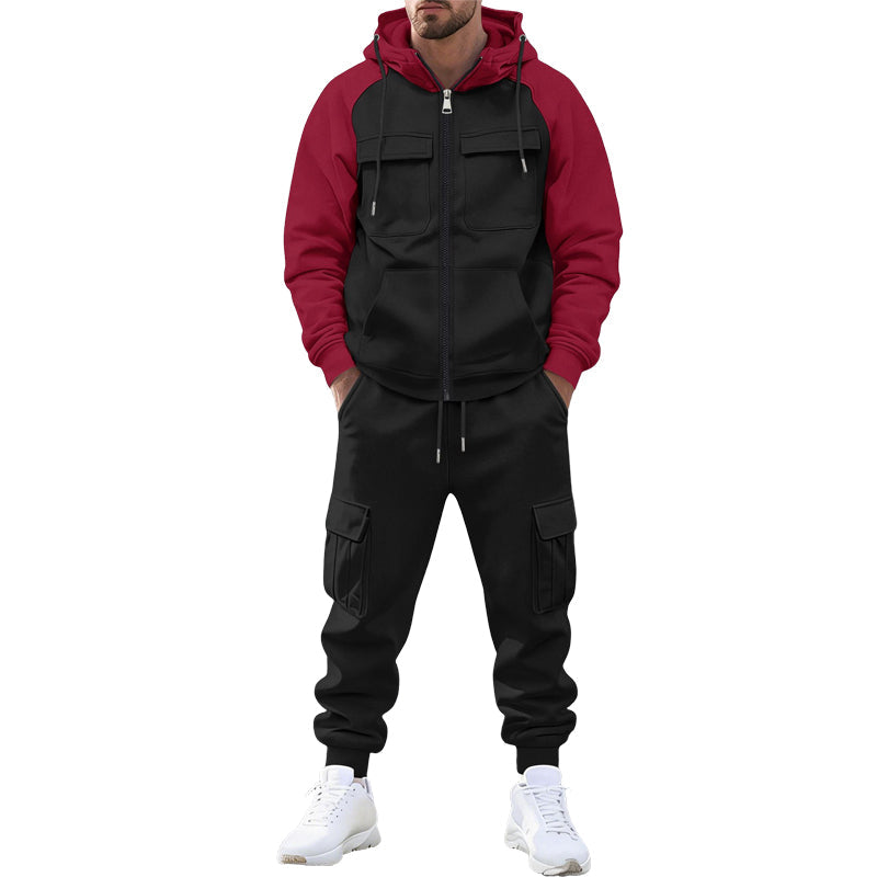 Men's Color-Block Hoodie & Jogger Pants Set