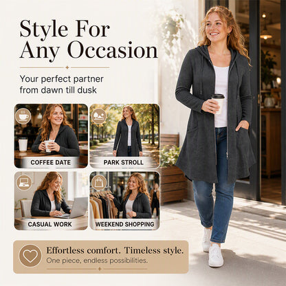 Women's Mid-Length Zip-Up Hooded Jacket