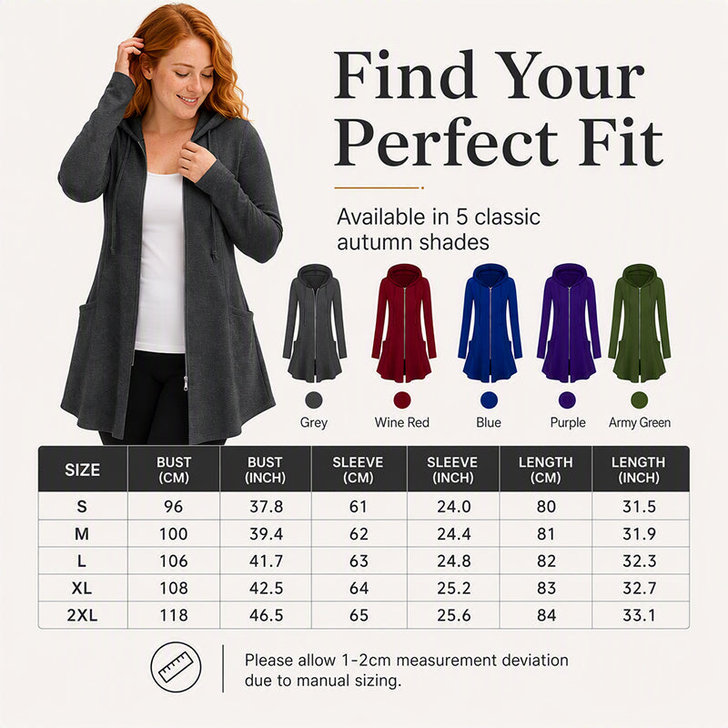 Women's Mid-Length Zip-Up Hooded Jacket