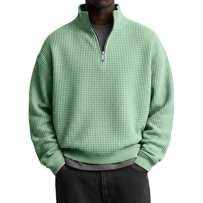 👕 🧶 Men's Relaxed Half-Zip Waffle Texture Sweatshirt