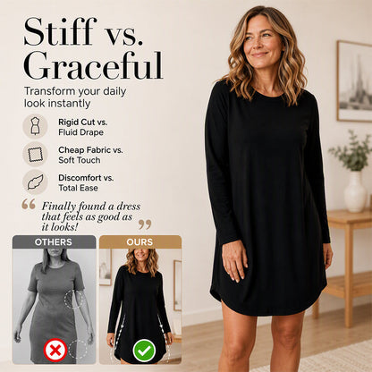 Women's Long Sleeve T-Shirt Dress with Pockets
