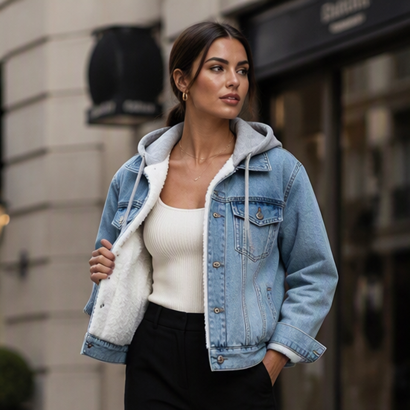 💙 Two Ways to Wear Denim | Women's Layered Hooded Denim Jacket