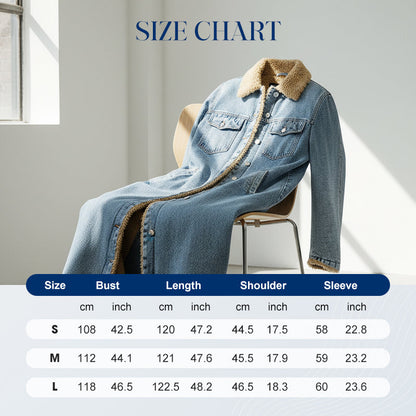 ❄️ Premium Denim Warmth | Women's Warm-Lined Long Denim Coat ⚡ Free Shipping