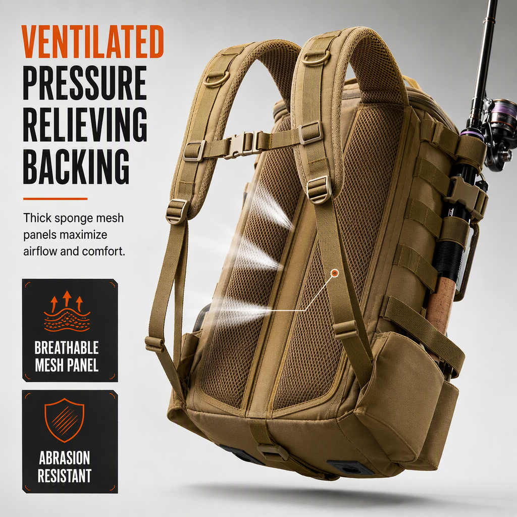 ⌛Limited-Time Offer-Men's Outdoor Fishing Backpack Large Capacity Multi-functional Travel Bag with Rod Holder Lure Tackle Bag
