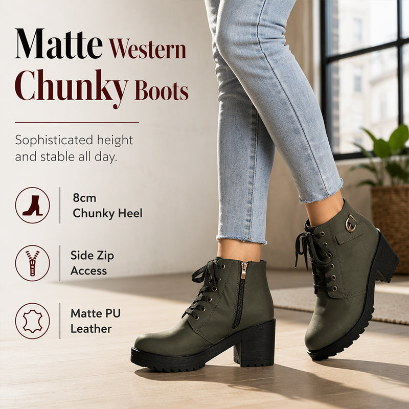 Women's Chunky Heel Platform Ankle Boots