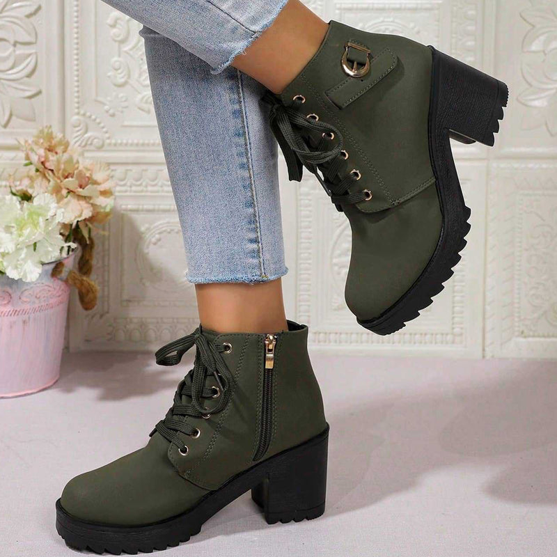 Women's Chunky Heel Platform Ankle Boots