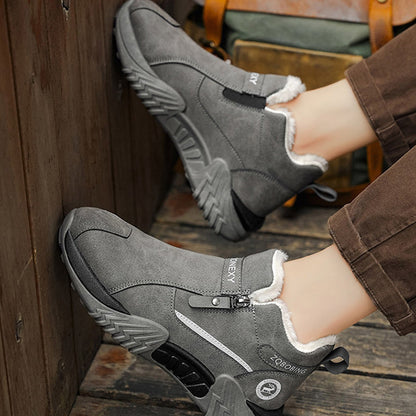 👟 Zip On & Go | Men's Warm PU Leather Casual Sneakers ⚡ Free Shipping