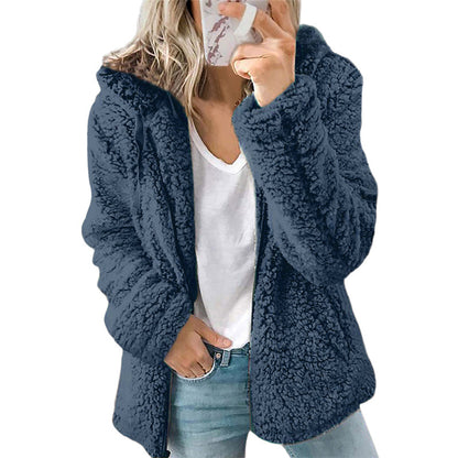 Women's Hooded Zip-Up Fuzzy Jacket