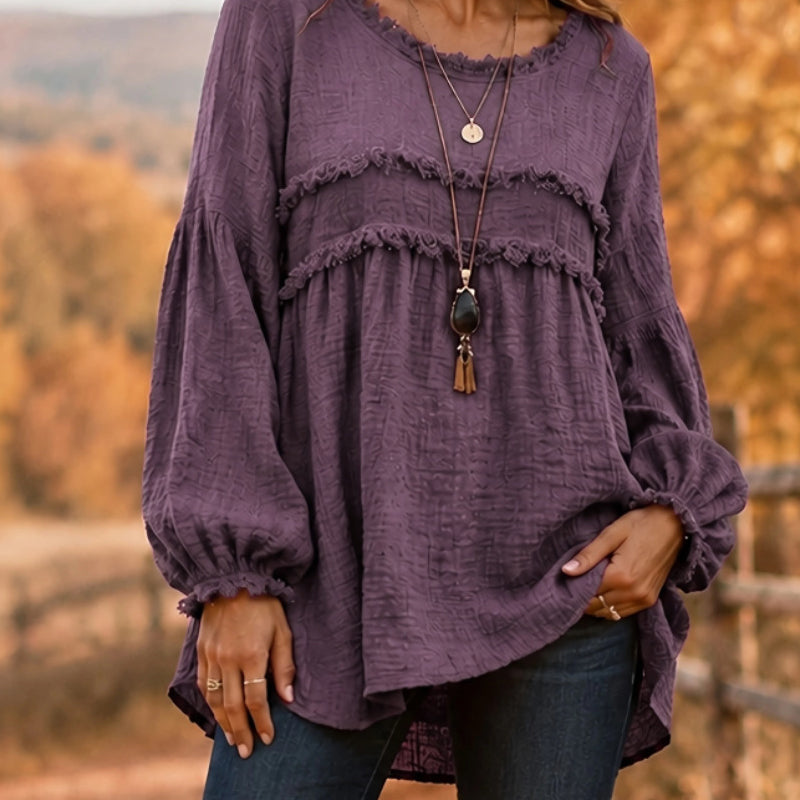 Women's Loose Fit Fringe Trim Top