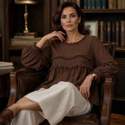 Women's Loose Fit Fringe Trim Top