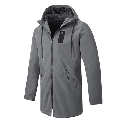 Men's Mid-Length Hooded Windbreaker Trench