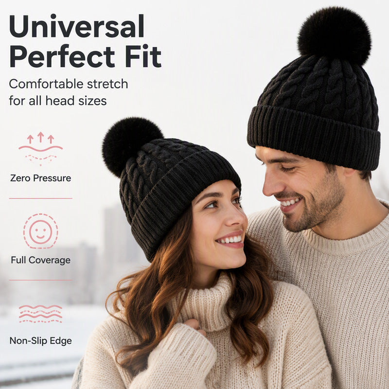 Unisex Winter Knit Beanie Hat with Pom