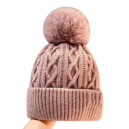 Unisex Winter Knit Beanie Hat with Pom
