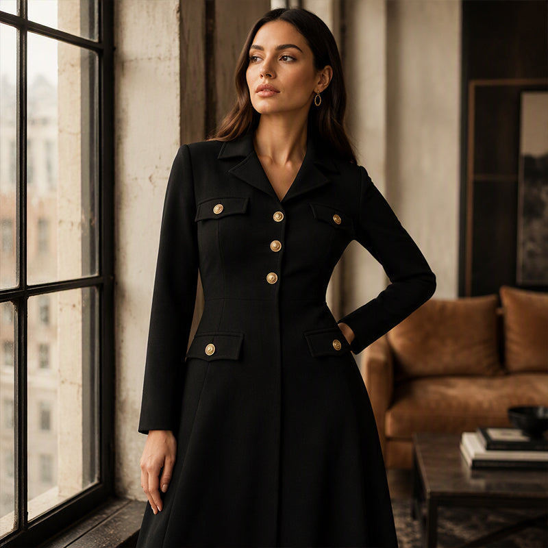 Women's Elegant Lapel Maxi Dress