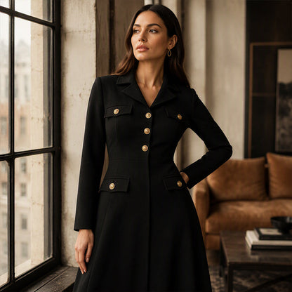 Women's Elegant Lapel Maxi Dress