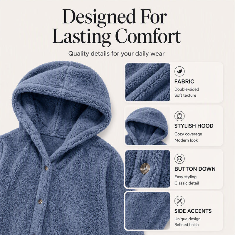 ⏳ Limited Time 60% Off!❄️Women's Loose-Fit Hooded Plush Jacket