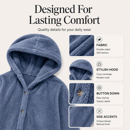 ⏳ Limited Time 60% Off!❄️Women's Loose-Fit Hooded Plush Jacket