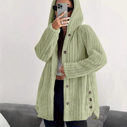 ⏳ Limited Time 60% Off!❄️Women's Loose-Fit Hooded Plush Jacket